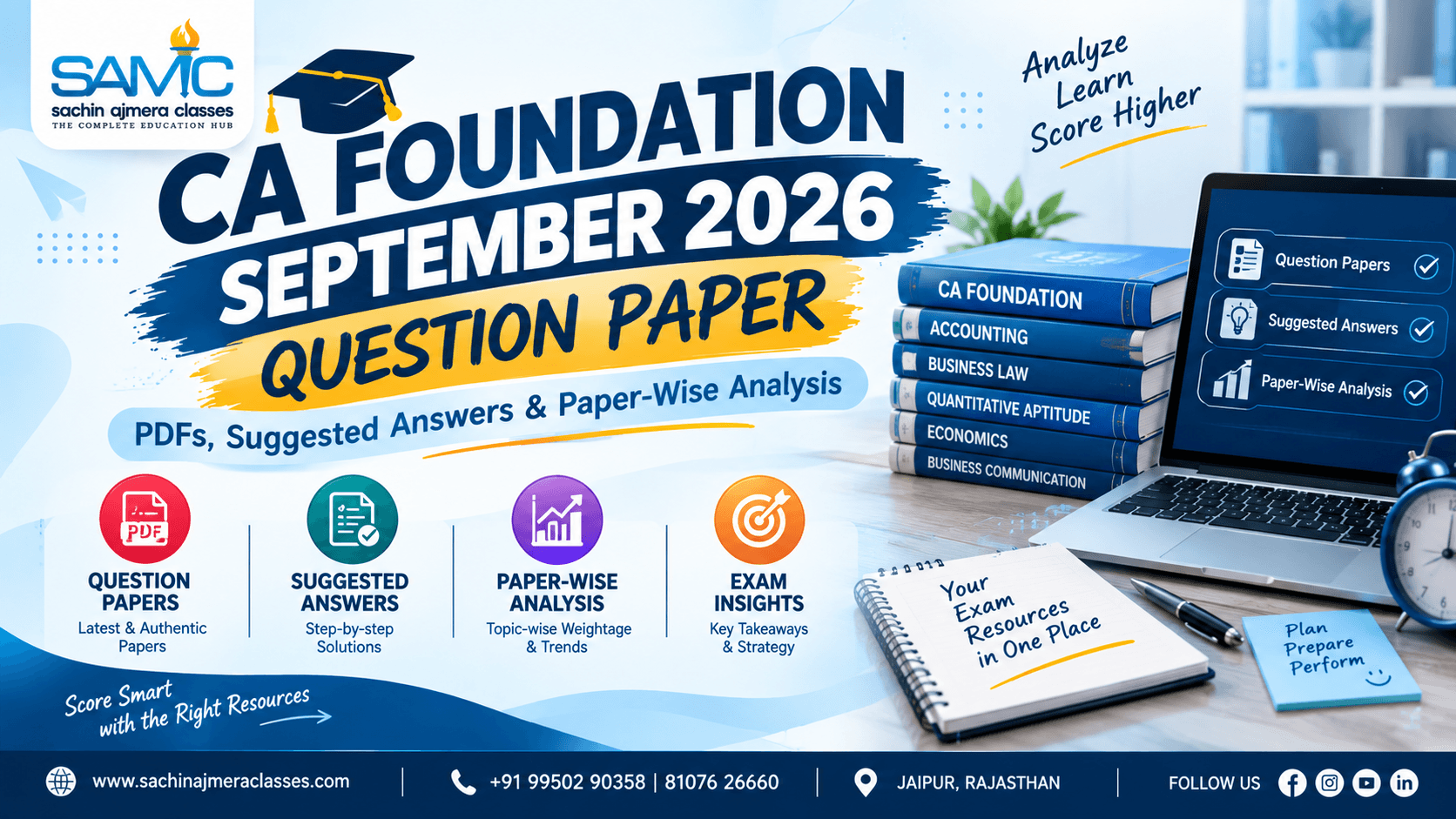 CA Foundation September 2026 Question Paper: PDFs, Suggested Answers & Paper-Wise Analysis